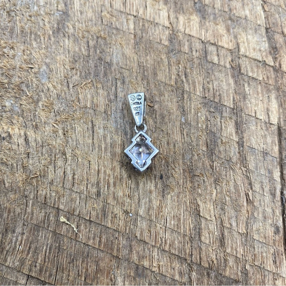 Sterling Silver & 1-1/4 Carat Cubic Zirconium CZ Diamond Shape Pendant - Picture 5 of 6